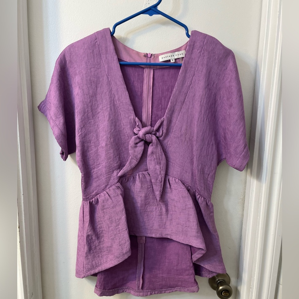 Endless Rose Lavender Tie-Front Blouse